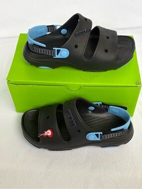 Crocs classic all terrain  black light blue Back Strap Sandals Size _M- 10, W-12